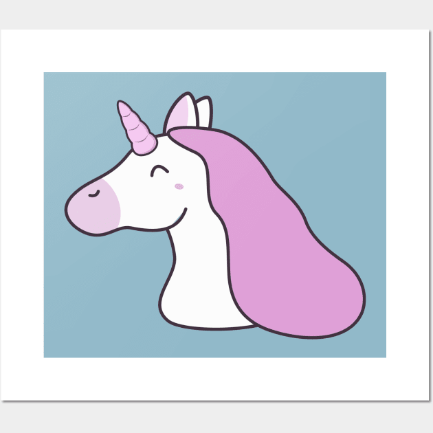 Kawaii Cute Magical Unicorn T-Shirt Wall Art by happinessinatee